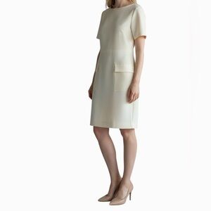 Lark & Ro short sleeved Dress Cream knee length NWT Size 12 Career Neutral
